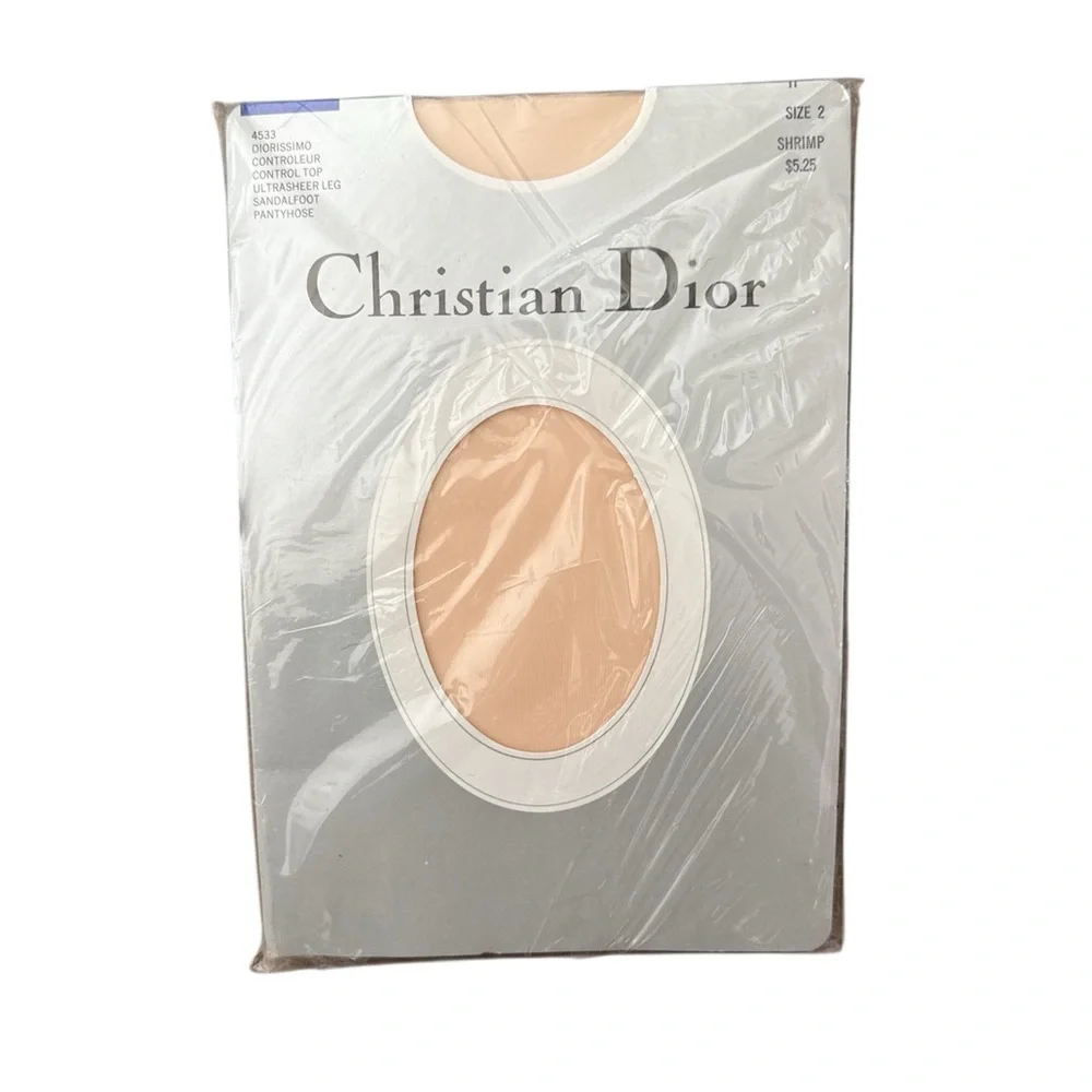 Christian Dior Diorissimo Control Top Sheer Vintage Pantyhose Shrimp Size 2 New